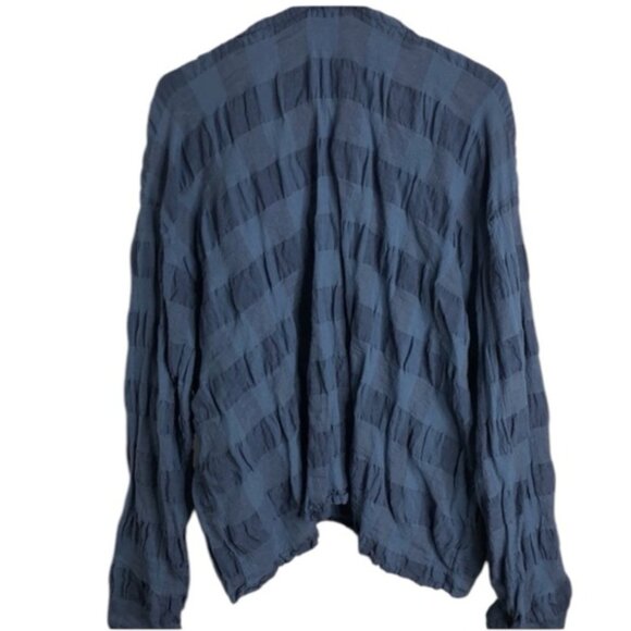 Flax Women's Blue Textured Long Sleeve Top Size L  Oversized  could fit XXL - Picture 3 of 5